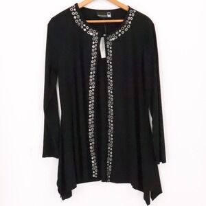 NWT Antthony Originals Black Embellished Cardigan‎ Womens Holiday Party Size L